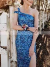 Sheath/Column One Shoulder Sequined Floor-length Prom Dresses With Split Front #Favs020112352