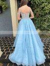 A-line Square Neckline Organza Sweep Train Prom Dresses With Beading #Favs020112353