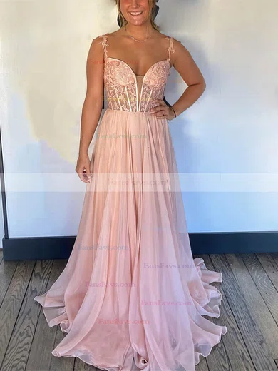 A-line Off-the-shoulder Chiffon Sweep Train Prom Dresses With Split Front #Favs020112372