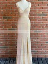 Sheath/Column V-neck Sequined Floor-length Prom Dresses With Split Front #Favs020112401