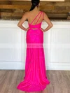 Trumpet/Mermaid One Shoulder Silk-like Satin Sweep Train Prom Dresses With Split Front #Favs020112405