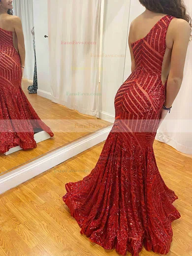 Trumpet/Mermaid One Shoulder Sequined Floor-length Prom Dresses #Favs020112411