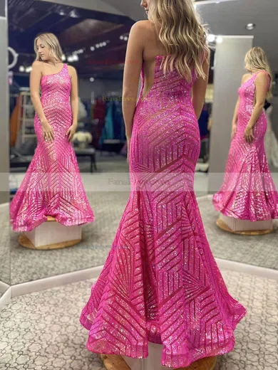 Trumpet/Mermaid One Shoulder Sequined Floor-length Prom Dresses #Favs020112411