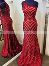 Trumpet/Mermaid One Shoulder Sequined Floor-length Prom Dresses #Favs020112411