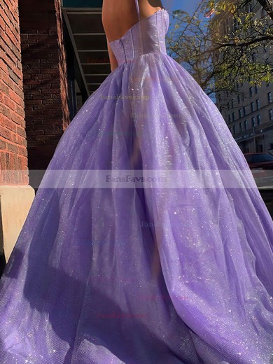 A-line V-neck Glitter Sweep Train Prom Dresses #Favs020112412