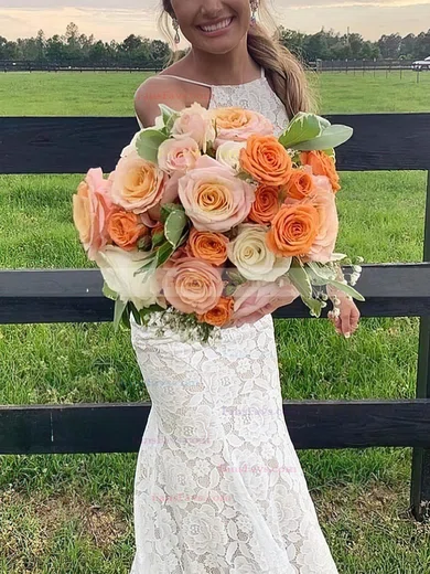 Trumpet/Mermaid Square Neckline Lace Sweep Train Prom Dresses #Favs020112555