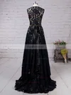 A-line Scoop Neck Lace Asymmetrical Sashes / Ribbons Prom Dresses #Favs020101207
