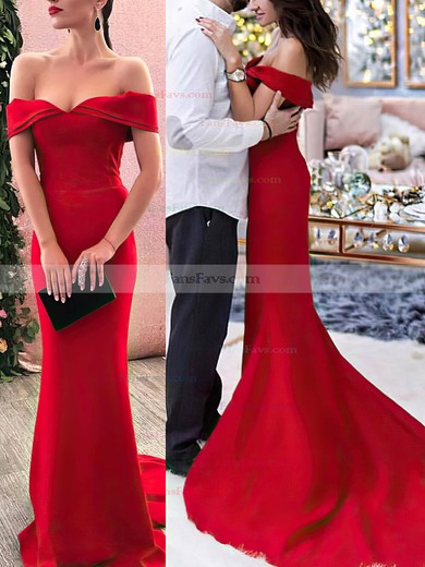 Trumpet/Mermaid Off-the-shoulder Stretch Crepe Sweep Train Prom Dresses #Favs020112634