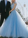 A-line Off-the-shoulder Tulle Stretch Crepe Floor-length Prom Dresses With Pearl Detailing #Favs020112919