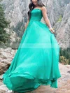A-line Strapless Chiffon Sweep Train Prom Dresses #Favs020112924