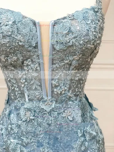 Sheath/Column V-neck Lace Sequined Sweep Train Prom Dresses With Split Front #Favs020112964