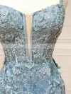 Sheath/Column V-neck Lace Sequined Sweep Train Prom Dresses With Split Front #Favs020112964
