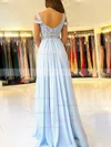 A-line V-neck Chiffon Floor-length Prom Dresses With Split Front #Favs020112970