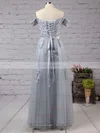 A-line Off-the-shoulder Tulle Floor-length Appliques Lace Prom Dresses #Favs020102047