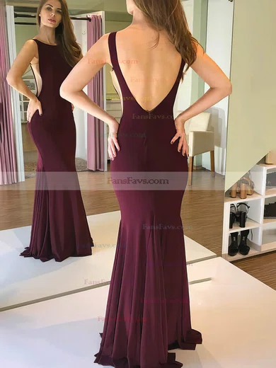 Trumpet/Mermaid Scoop Neck Jersey Sweep Train Prom Dresses #Favs020112999