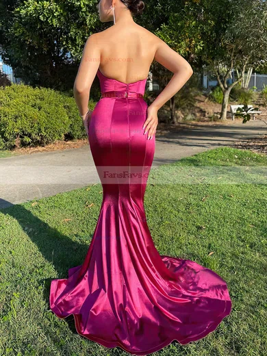 Trumpet/Mermaid Sweetheart Silk-like Satin Sweep Train Prom Dresses #Favs020113011