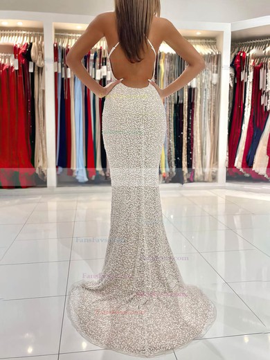 Trumpet/Mermaid Square Neckline Sequined Sweep Train Prom Dresses #Favs020113018