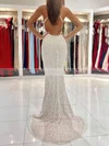 Trumpet/Mermaid Square Neckline Sequined Sweep Train Prom Dresses #Favs020113018