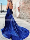 Trumpet/Mermaid V-neck Sequined Sweep Train Prom Dresses With Split Front #Favs020113036