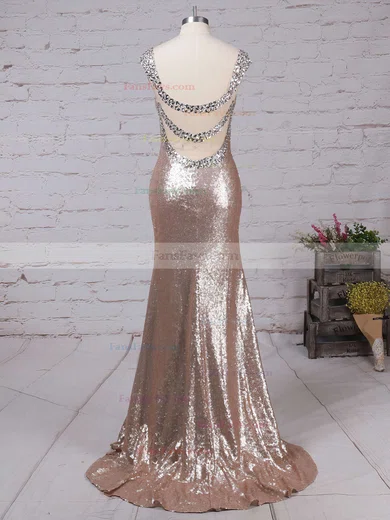 Trumpet/Mermaid V-neck Sequined Sweep Train Beading Prom Dresses #Favs02016911