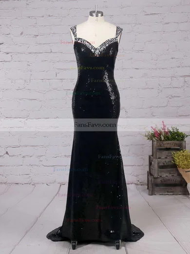 Trumpet/Mermaid V-neck Sequined Sweep Train Beading Prom Dresses #Favs02016911