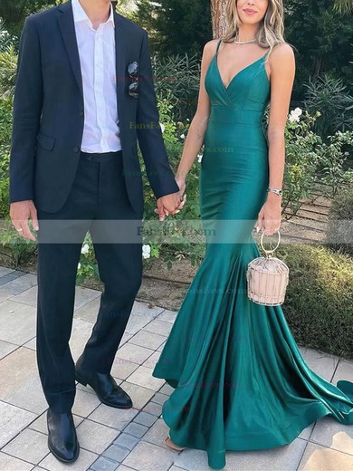 Trumpet/Mermaid V-neck Jersey Sweep Train Prom Dresses #Favs020113112