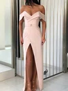 Sheath/Column Off-the-shoulder Stretch Crepe Floor-length Prom Dresses With Split Front #Favs020113162