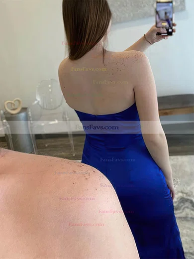 Sheath/Column Sweetheart Silk-like Satin Sweep Train Prom Dresses With Split Front #Favs020113189