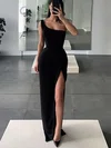 Sheath/Column One Shoulder Stretch Crepe Floor-length Prom Dresses With Split Front #Favs020113192