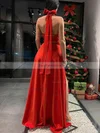 A-line Halter Stretch Crepe Floor-length Prom Dresses With Split Front #Favs020113224