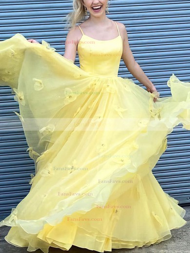 A-line Scoop Neck Organza Floor-length Prom Dresses With Beading #Favs020113332