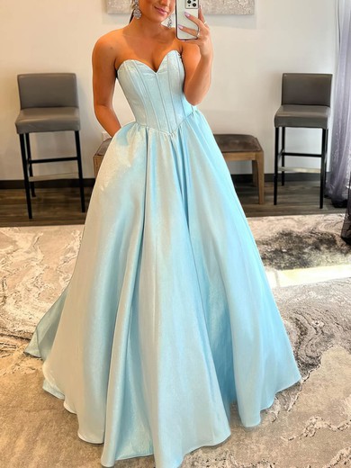 A-line Sweetheart Shimmer Crepe Floor-length Prom Dresses With Pockets #Favs020113372