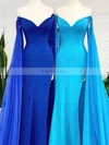 Sheath/Column Off-the-shoulder Chiffon Stretch Crepe Sweep Train Prom Dresses With Split Front #Favs020113398