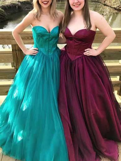 Princess V-neck Satin Organza Floor-length Prom Dresses #Favs020113484