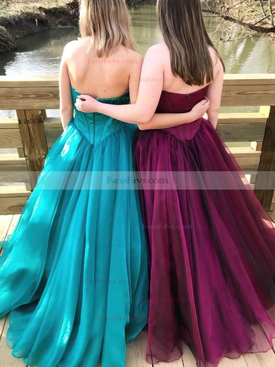 Princess V-neck Satin Organza Floor-length Prom Dresses #Favs020113484