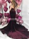 Trumpet/Mermaid V-neck Velvet Sweep Train Prom Dresses #Favs020113522