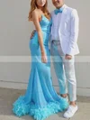 Trumpet/Mermaid V-neck Sequined Floor-length Prom Dresses With Feathers / Fur #Favs020113531