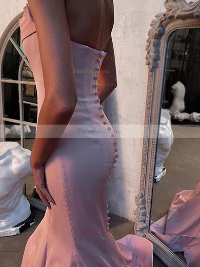 Trumpet/Mermaid Strapless Stretch Crepe Sweep Train Prom Dresses With Buttons #Favs020113541