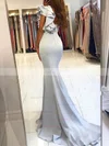 Trumpet/Mermaid One Shoulder Stretch Crepe Sweep Train Prom Dresses With Cascading Ruffles #Favs020113582