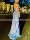 Sheath/Column Sweetheart Lace Sweep Train Prom Dresses With Appliques Lace #Favs020113608
