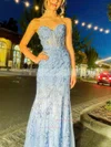 Sheath/Column Sweetheart Lace Sweep Train Prom Dresses With Appliques Lace #Favs020113608
