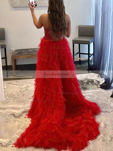 A-line Sweetheart Tulle Asymmetrical Prom Dresses With Tiered #Favs020113610