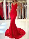 Trumpet/Mermaid V-neck Stretch Crepe Sweep Train Prom Dresses #Favs020113627
