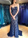 Sheath/Column Sweetheart Lace Sweep Train Prom Dresses #Favs020113687