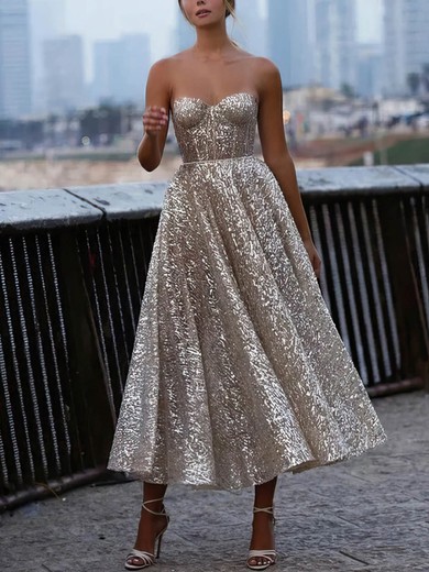A-line Sweetheart Sequined Ankle-length Prom Dresses #Favs020113811