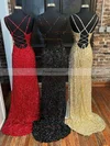 Sheath/Column V-neck Sequined Sweep Train Prom Dresses With Split Front #Favs020113834