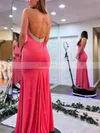 Trumpet/Mermaid V-neck Jersey Sweep Train Prom Dresses With Beading #Favs020113908