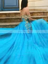 A-line Off-the-shoulder Tulle Sweep Train Prom Dresses With Split Front #Favs020113948