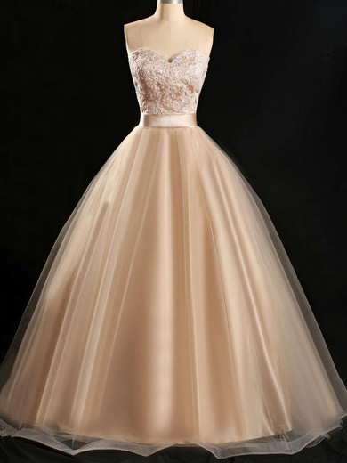 Ball Gown Sweetheart Tulle Floor-length Appliques Lace Prom Dresses #Favs020102180