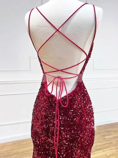 Sheath/Column Scoop Neck Sequined Sweep Train Prom Dresses #Favs020114050